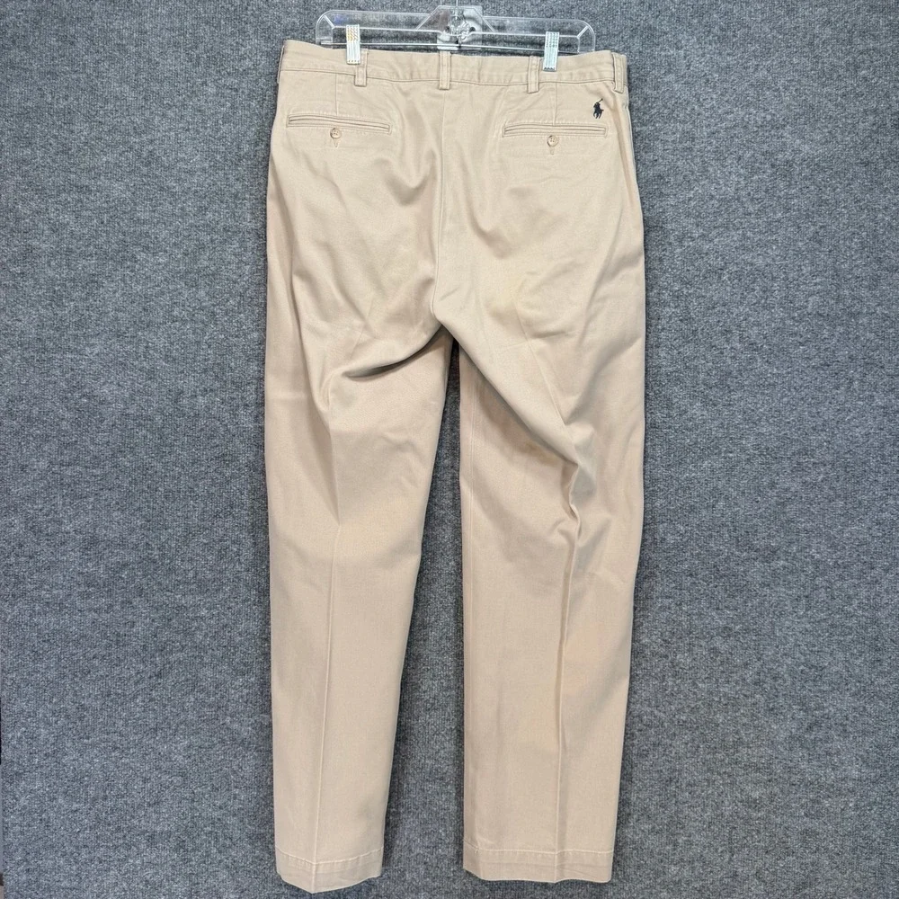 Polo Ralph Lauren Chino Pants Mens 35x32 Tan Pleated Classic Khaki‎ Trousers
